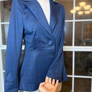 Cabi Navy Blue Plaid Blazer – Size 4